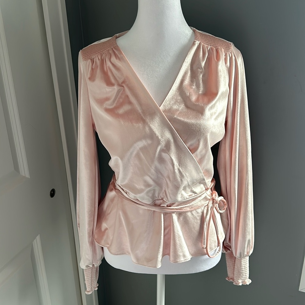 WHBM Velvet Surplice Top